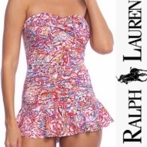 NWT Ralph Lauren Slimming Paisley Skirted Swimsuit